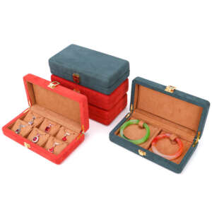 orange microfiber leather jewelry storage box for stud bracelet ring view 2