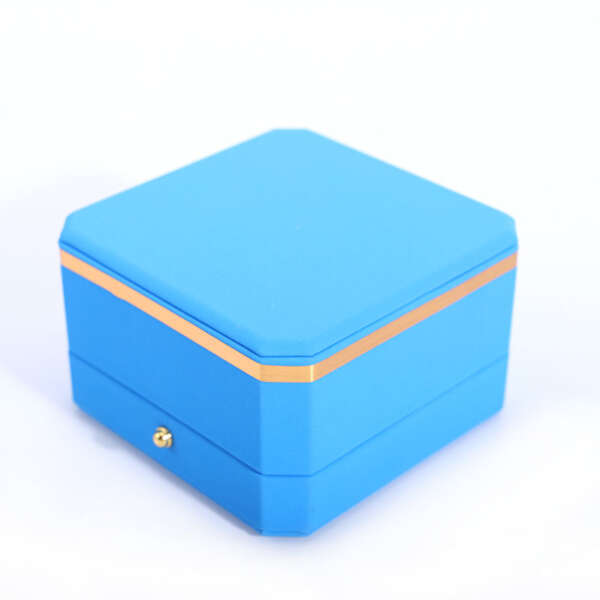octagonal PU leather jewelry packaging box with metal button view 6