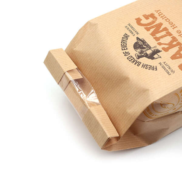 FSC certified kraft bread paper bag with clear window - custom logo option