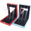 leather LED ring jewelry box with light and mirror for jewelry set - front view