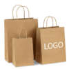 custom logo recycled brown kraft fast food takeaway paper bag image 1