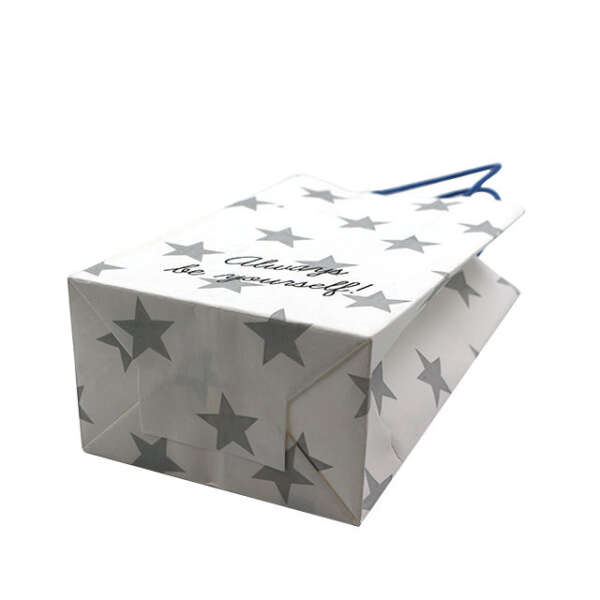green kraft craft candle gift bag sample showing recyclable paper stock, printed logo and handle options