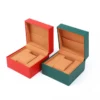 flip open PU leather watch travel case with custom logo - retail display
