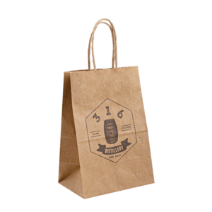 wholesale printed paper shopping bag with custom business logo - side gusset view