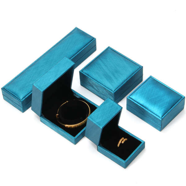 black lining PU leather jewelry packaging set ring box view 4