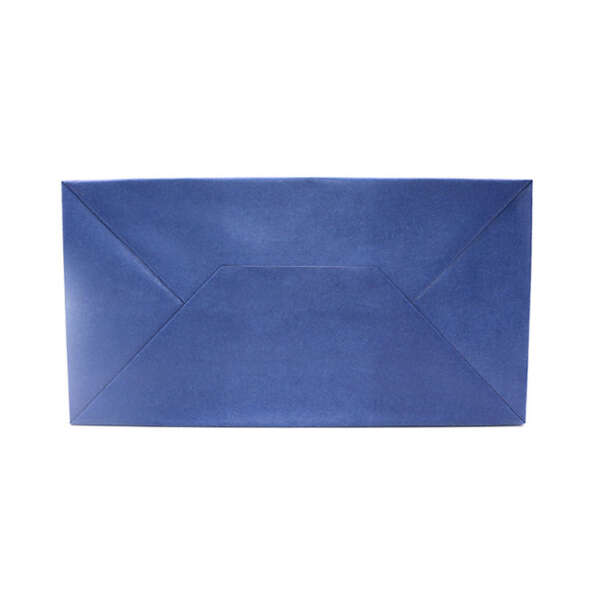 blue color printed wide base handle paper packing bag view 4