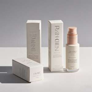 recycled paper skin care set lotion brush packaging box - open display view