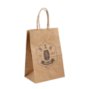 eco rope handle restaurant retail paper bag showing rope handles, own logo design and small or large size options
