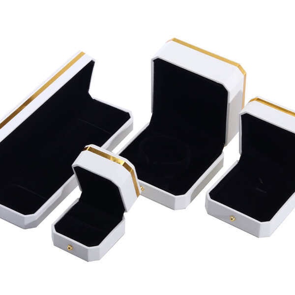 white octagonal PU leather jewelry box for bracelet necklace ring view 4