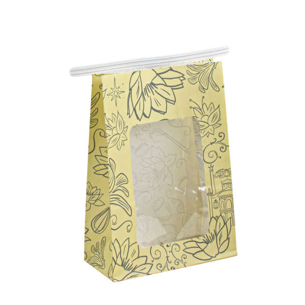 food grade brown kraft potato chips paper bag with window view 4