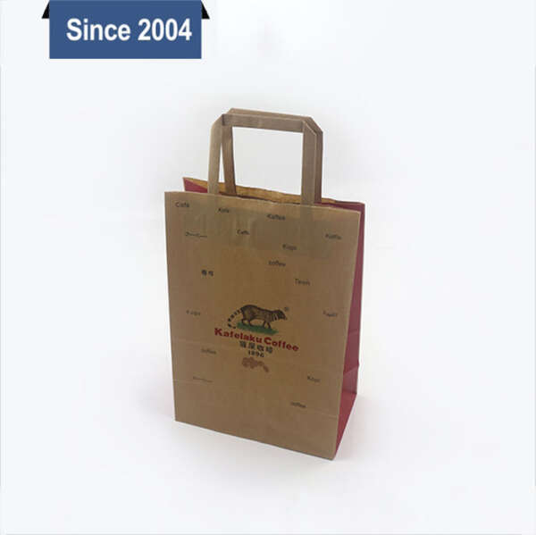 custom kraft gift paper bag with ribbon handles for boutique retail packaging production detail