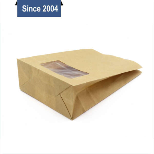 brown kraft chips snack paper bag with window and flexo print view 5