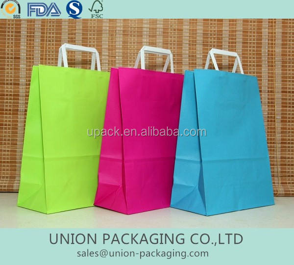 Wholesale luxury kraft flat handle bag for custom paper packaging orders