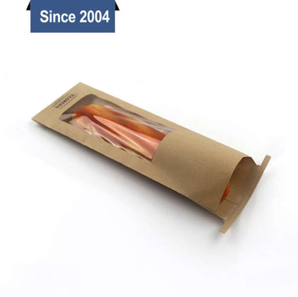 tin tie brown kraft window bag production sample with export carton support