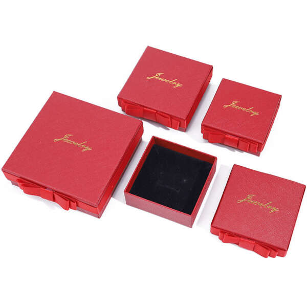 square paper bow jewelry gift box for necklace earrings ring - retail display