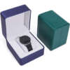 PU leather watch gift box with pillow insert and custom logo - open display view
