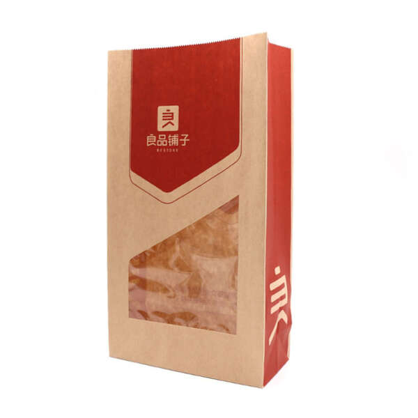 food grade kraft paper bag with clear window and custom logo - custom logo option