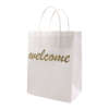 white kraft paper square bottom white kraft carrier bag with logo printing detail