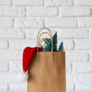 brown kraft Christmas wine coffee paper bag for beverage gift packaging view 2
