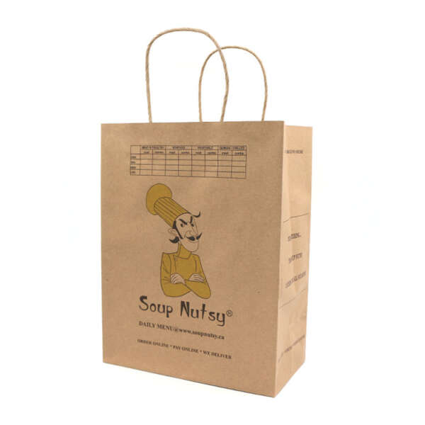 degradable brown kraft shopping paper bag with handle - bulk packaging use