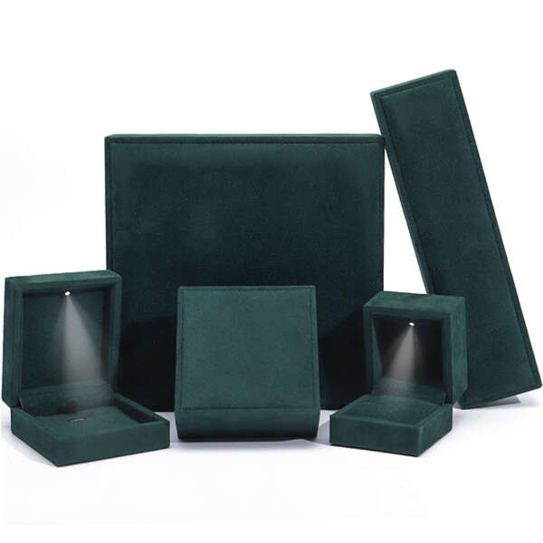 LED necklace and ring jewelry box with light and printed logo - gift packaging use
