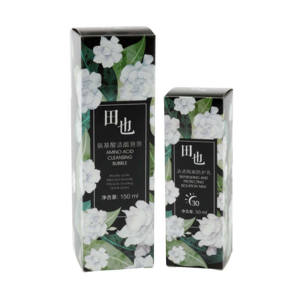 printed folding paper box for mobile phone accessory packaging - open display view