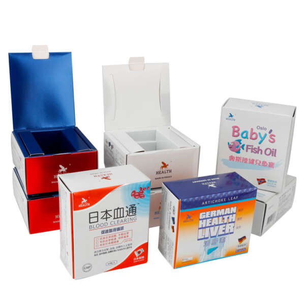 luxury gold silver healthcare cardboard box with UV stamping - product packaging use