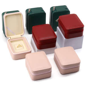 leather jewelry storage packaging box for rings necklaces earrings view 2
