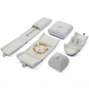 white pearl wedding jewelry storage box for bracelet necklace earring ring - front view