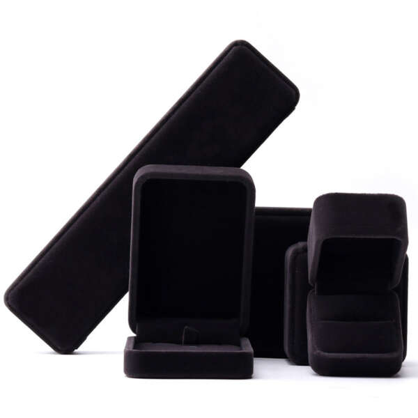 square dark custom logo printed jewelry ring box - gift packaging