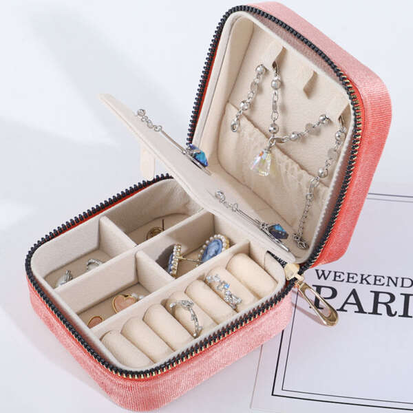 custom logo jewelry storage box for earrings necklace ring - front view