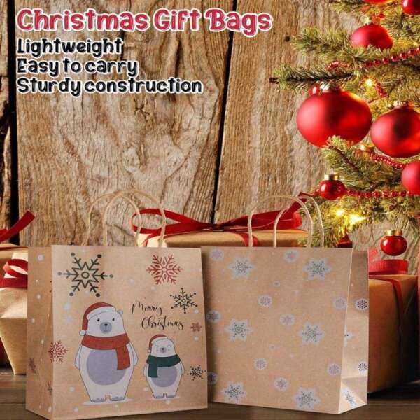 Christmas kraft shopping gift bag production sample with export carton support
