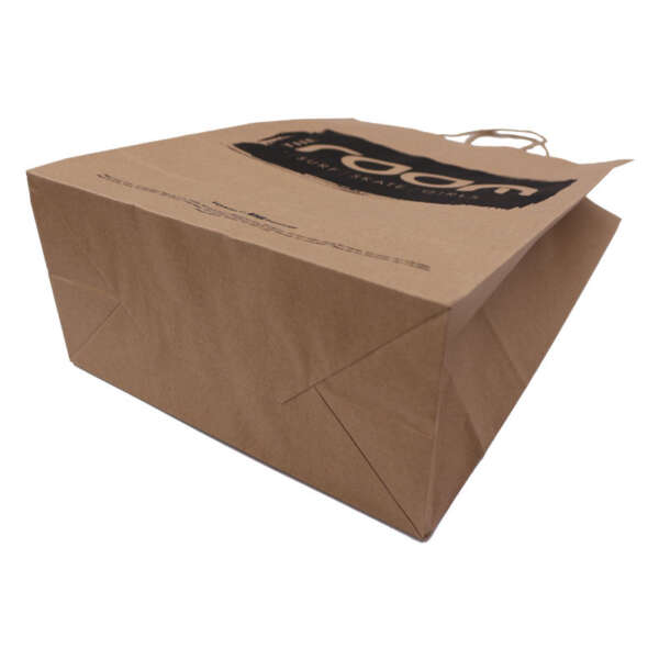 black kraft luxury shopping paper bag with flexo printed logo view 5
