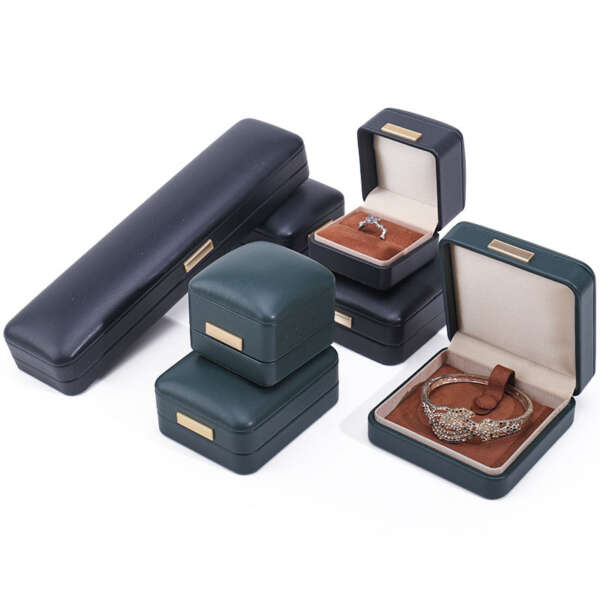 leather jewelry gift display box for bracelet necklace ring earrings - retail presentation