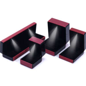 leather LED light jewelry box for bracelet necklace ring view 2