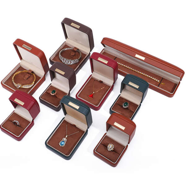 leather jewelry gift display box for bracelet necklace ring earrings - open display view