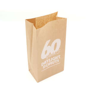 Custom thin brown kraft take out food bag for take out food, cafes, bakery items and lightweight food packaging