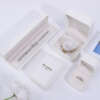 white leather travel jewelry storage box for necklace earrings studs ring - gift packaging