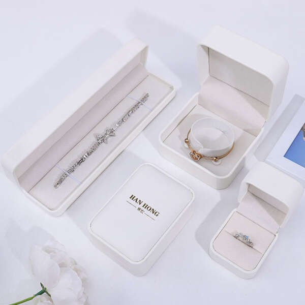 white leather travel jewelry storage box for necklace earrings studs ring - gift packaging
