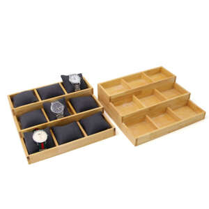 9 position watch display tray with custom wood finish