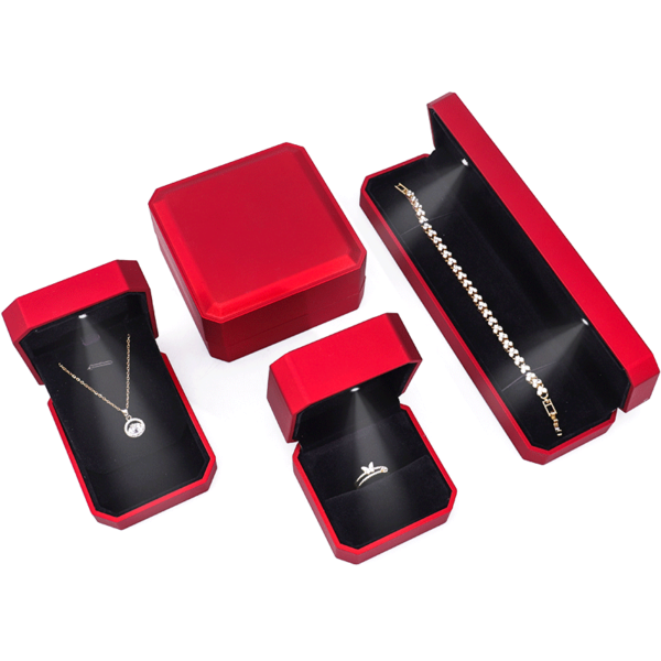 painted LED jewelry display box with light for ring necklace bracelet chain earrings - detail view