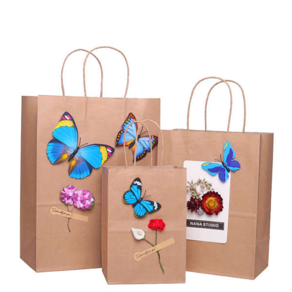 Custom recycled brown kraft shopping gift bag for shopping, gifts, crafts, eco retail and promotional packaging