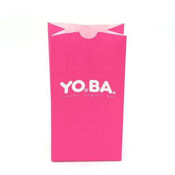 assorted color fast food kraft paper bag showing assorted color printing, flexo logo printing and food packaging construc...