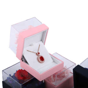 Square rose flower jewelry gift box for necklace