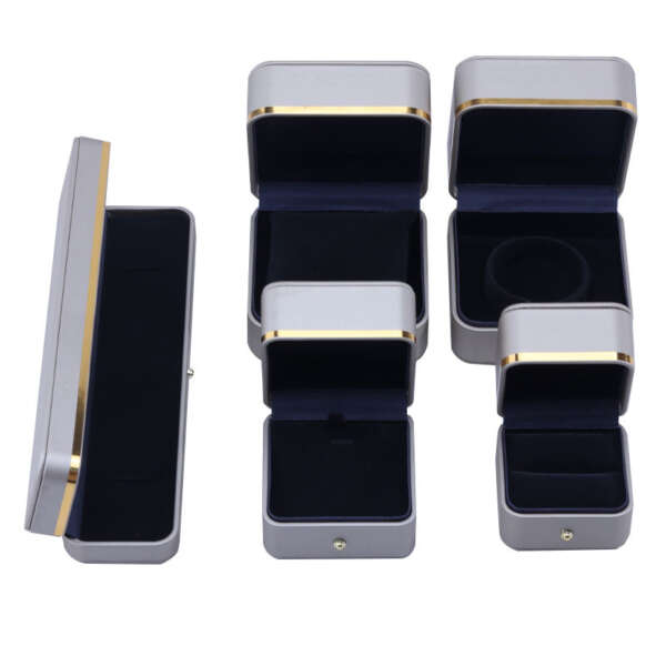 gold high grade leather jewelry gift box for bracelet necklace watch ring view 1