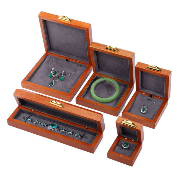 Wood color jewelry box for earrings bracelet necklace set