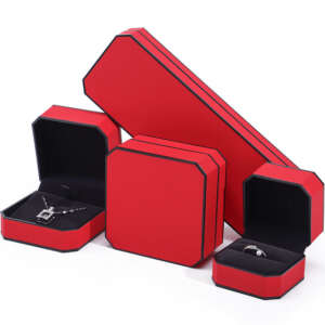 high-end custom logo leather jewelry box for necklace earrings - detail view