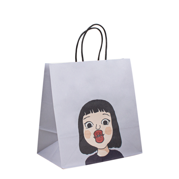 recyclable paper carrier bag with twisted handle for shopping view 1