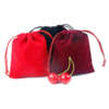 black flannel drawstring bracelet jewelry gift pouch - detail view