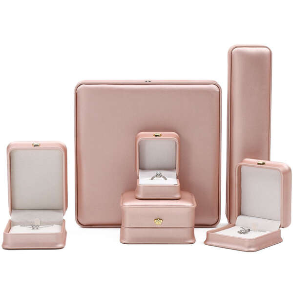 rose gold crown leather jewelry box for bracelet pendant necklace ring - front view